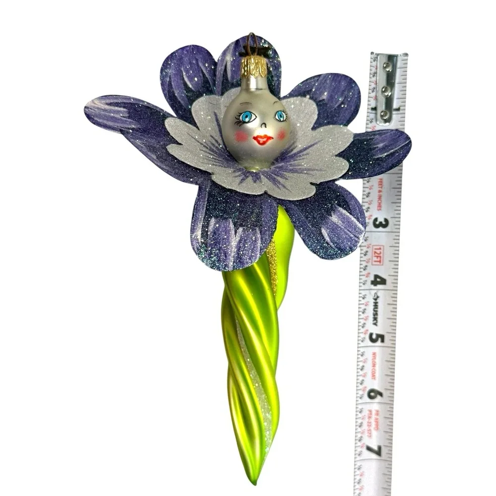 Laved Italy Blown Glass Anthropomorphic Flower 2003 Xmas Ornament Neiman‎ Marcus